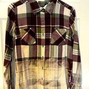 Upcycled bleached flannel Ladies Medium